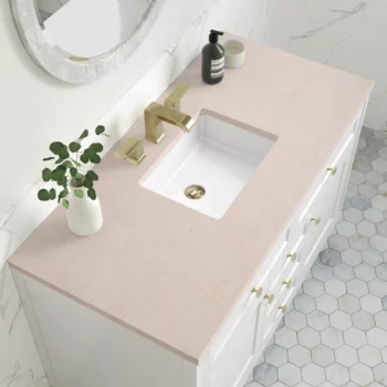 Chicago 48" Single Vanity, Glossy White w/ 3 CM Eternal Marfil Top - Image 5