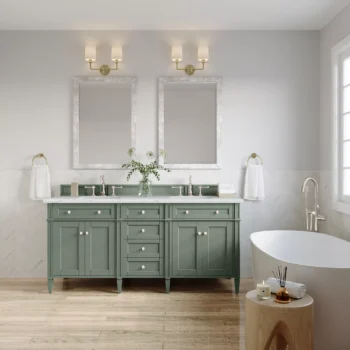 Brittany 72" Double Vanity, Smokey Celadon w/ 3 CM Ethereal Noctis Top - Image 3