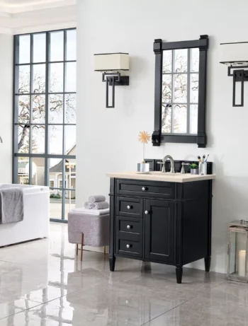 Brittany 30" Single Vanity, Black Onyx, w/ 3 CM Eternal Marfil Quartz Top - Image 3