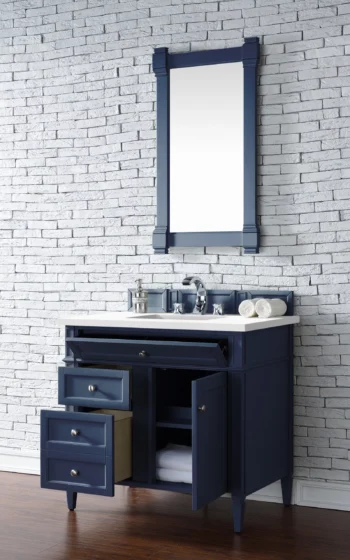 Brittany 36" Single Vanity, Victory Blue w/ 3 CM White Zeus Quartz Top - Image 4