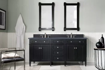 Brittany 72" Double Vanity, Black Onyx w/ 3 CM Charcoal Soapstone Quartz Top - Image 2