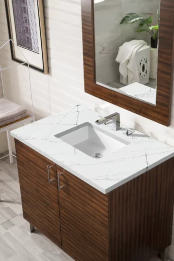 Metropolitan 36" Single Vanity, American Walnut w/ 3 CM Ethereal Noctis Quartz Top - Image 2