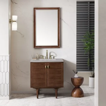Amberly 30" Single Vanity, Mid-Century Walnut w/ 3 CM Eternal Serena Top - Image 3