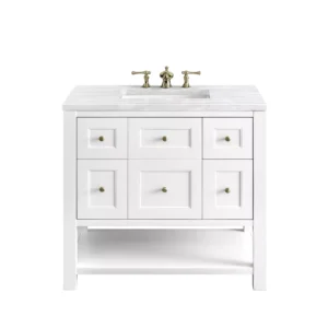 Breckenridge 36″ Single Vanity, Bright White w/ 3 CM Arctic Fall Top