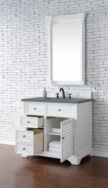 Savannah 36" Single Vanity, Bright White w/ 3 CM Cala Blue Top - Image 4