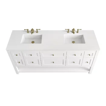 Breckenridge 72" Double Vanity, Bright White w/ 3 CM White Zeus Top - Image 7