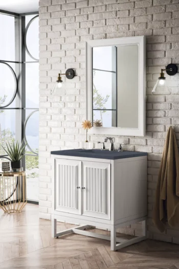 Athens 30" Single Vanity, Glossy White w/ 3 CM Charcoal Soapstone Quartz Top - Image 5