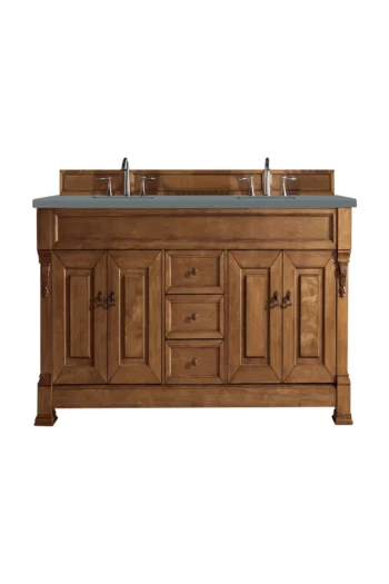 Brookfield 72" Double Vanity, Country Oak w/ 3 CM Cala Blue Top - Image 2