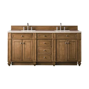 Bristol 72″ Double Vanity, Saddle Brown w/ 3 CM Eternal Marfil Quartz Top