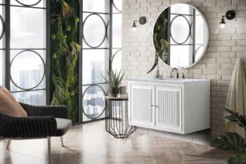 Athens 36" Single Vanity, Glossy White w/ 3 CM Carrara White Top - Image 7