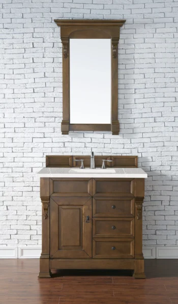 Brookfield 36" Single Vanity, Country Oak w/ 3 CM Eternal Serena Quartz Top - Image 2