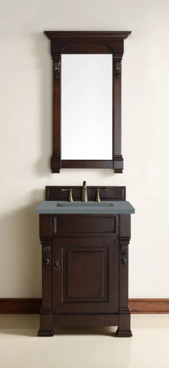 Brookfield 26" Single Vanity, Burnished Mahogany w/ 3 CM Cala Blue Top - Image 3