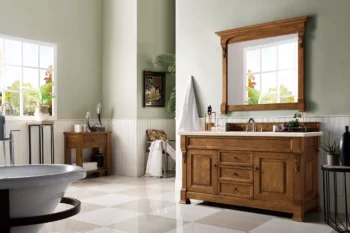 Brookfield 60" Single Vanity, Country Oak w/ 3 CM Eternal Marfil Quartz Top - Image 3