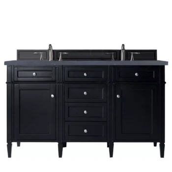 Brittany 60" Double Vanity, Black Onyx w/ 3 CM Charcoal Soapstone Quartz Top