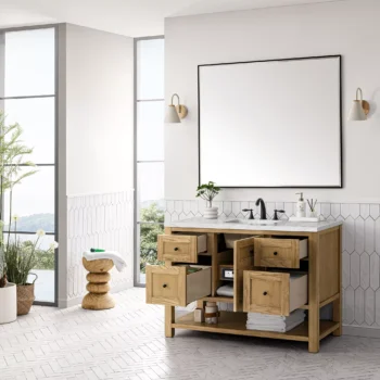 Breckenridge 48" Single Vanity, Light Natural Oak w/ 3 CM Ethereal Noctis Top - Image 4