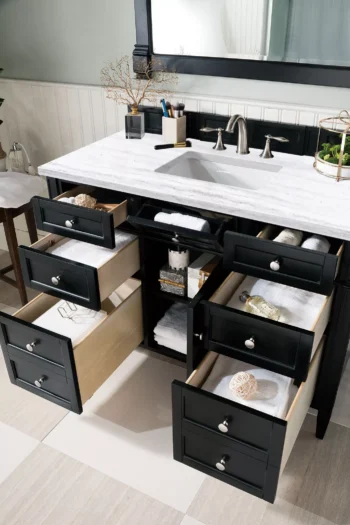 Brittany 48" Single Vanity, Black Onyx w/ 3 CM Arctic Fall Solid Surface Top - Image 4