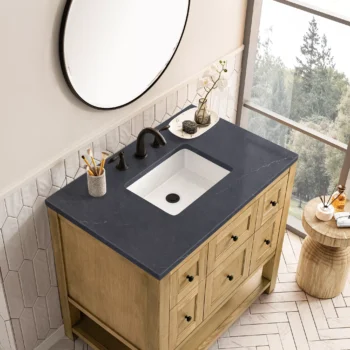 Breckenridge 36" Single Vanity, Light Natural Oak w/ 3 CM Charcoal Soapstone Top - Image 5
