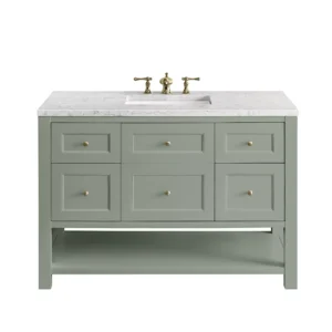 Breckenridge 48″ Single Vanity, Smokey Celadon w/ 3 CM Eternal Jasmine Pearl Top
