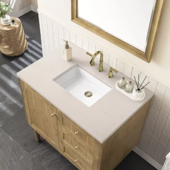 Laurent 36" Single Vanity, Light Natural Oak w/ 3 CM Eternal Marfil Top - Image 7