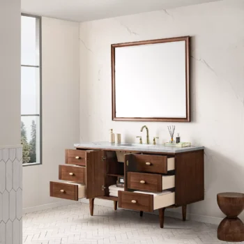 Amberly 60" Single Vanity, Mid-Century Walnut w/ 3 CM Ethereal Noctis Top - Image 7
