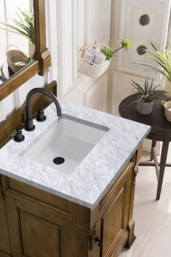 Brookfield 26" Single Vanity, Country Oak w/ 3 CM Carrara Marble Top - Image 3