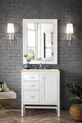 Addison 30" Single Vanity, Glossy White w/ 3 CM Eternal Marfil Top - Image 2