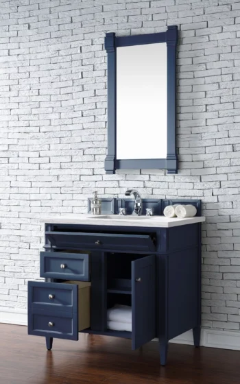 Brittany 36" Single Vanity, Victory Blue w/ 3 CM Arctic Fall Solid Surface Top - Image 4