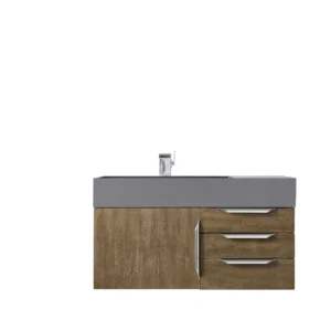 Mercer Island 36″ Single Vanity, Latte Oak w/ Dusk Grey Glossy Composite Stone Top