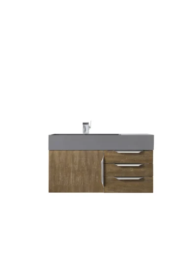 Mercer Island 36" Single Vanity, Latte Oak w/ Dusk Grey Glossy Composite Stone Top