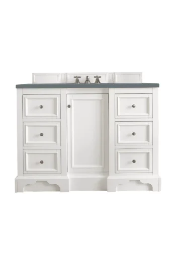 De Soto 48" Single Vanity, Bright White w/ 3 CM Cala Blue Quartz Top