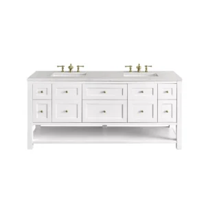 Breckenridge 72″ Double Vanity, Bright White w/ 3 CM Eternal Jasmine Pearl Top