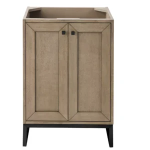 Chianti 24″ Single Vanity Cabinet, Whitewashed Walnut, Matte Black