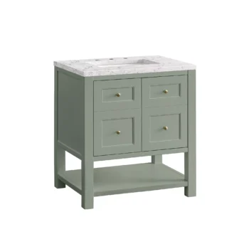 Breckenridge 30" Single Vanity, Smokey Celadon w/ 3 CM Eternal Jasmine Pearl Top - Image 3