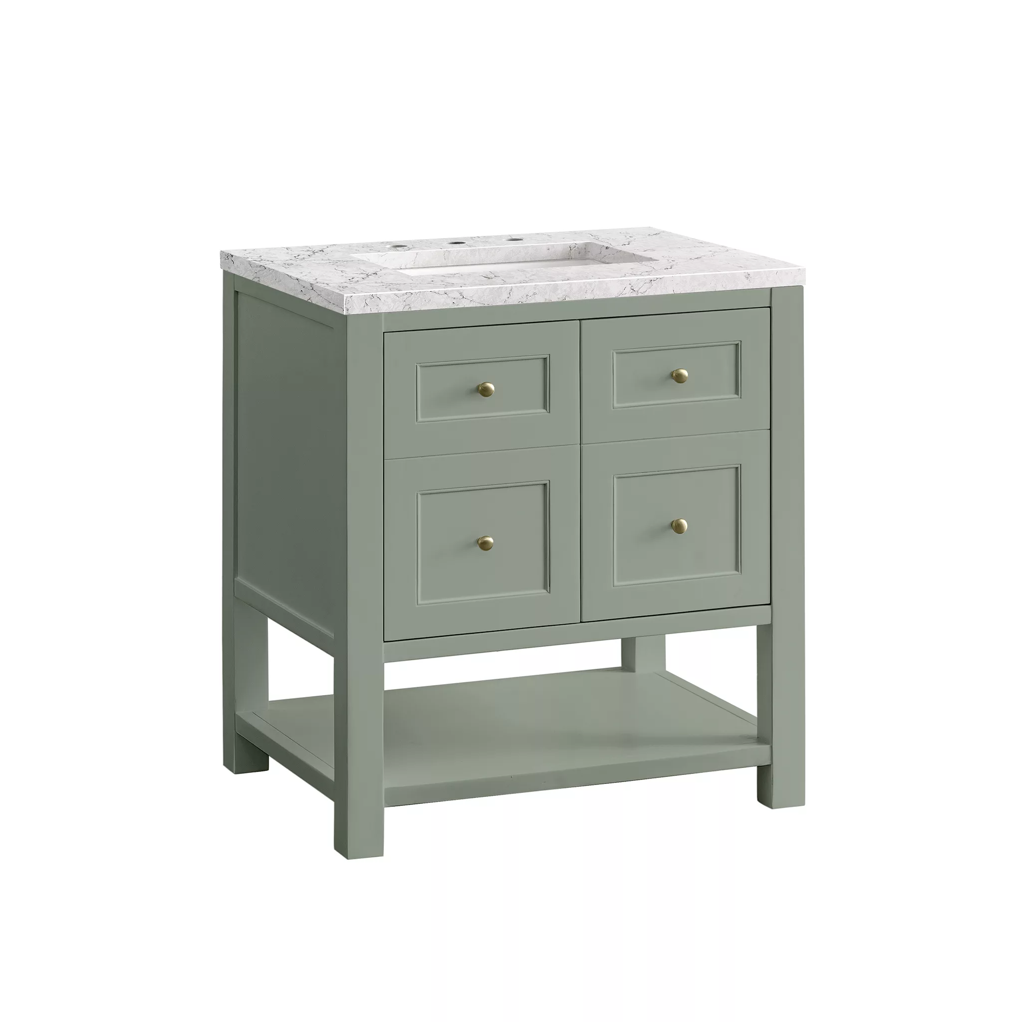 Breckenridge 30" Single Vanity, Smokey Celadon w/ 3 CM Eternal Jasmine Pearl Top - Image 3