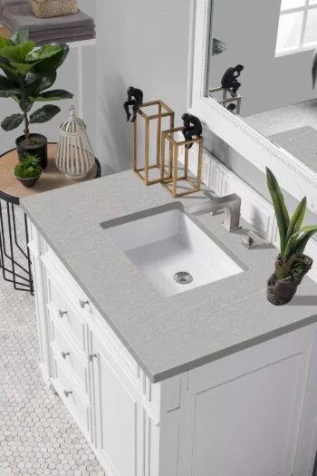 Bristol 36" Single Vanity, Bright White w/ 3 CM Eternal Serena Quartz Top - Image 3