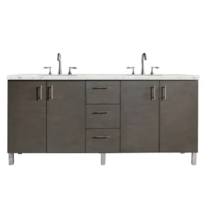 Metropolitan 72″ Double Vanity, Silver Oak w/ 3 CM Eternal Jasmine Pearl Quartz Top