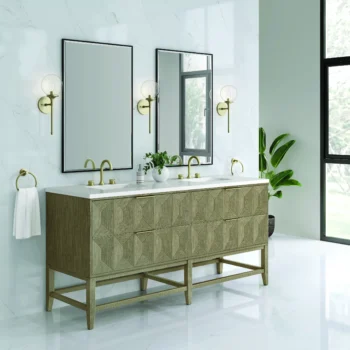 Emmeline 72" Double Vanity, Pebble Oak w/ 3 CM White Zeus Top - Image 4