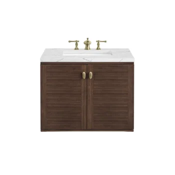 Amberly 30" Single Vanity, Mid-Century Walnut w/ 3 CM Ethereal Noctis Top - Image 2