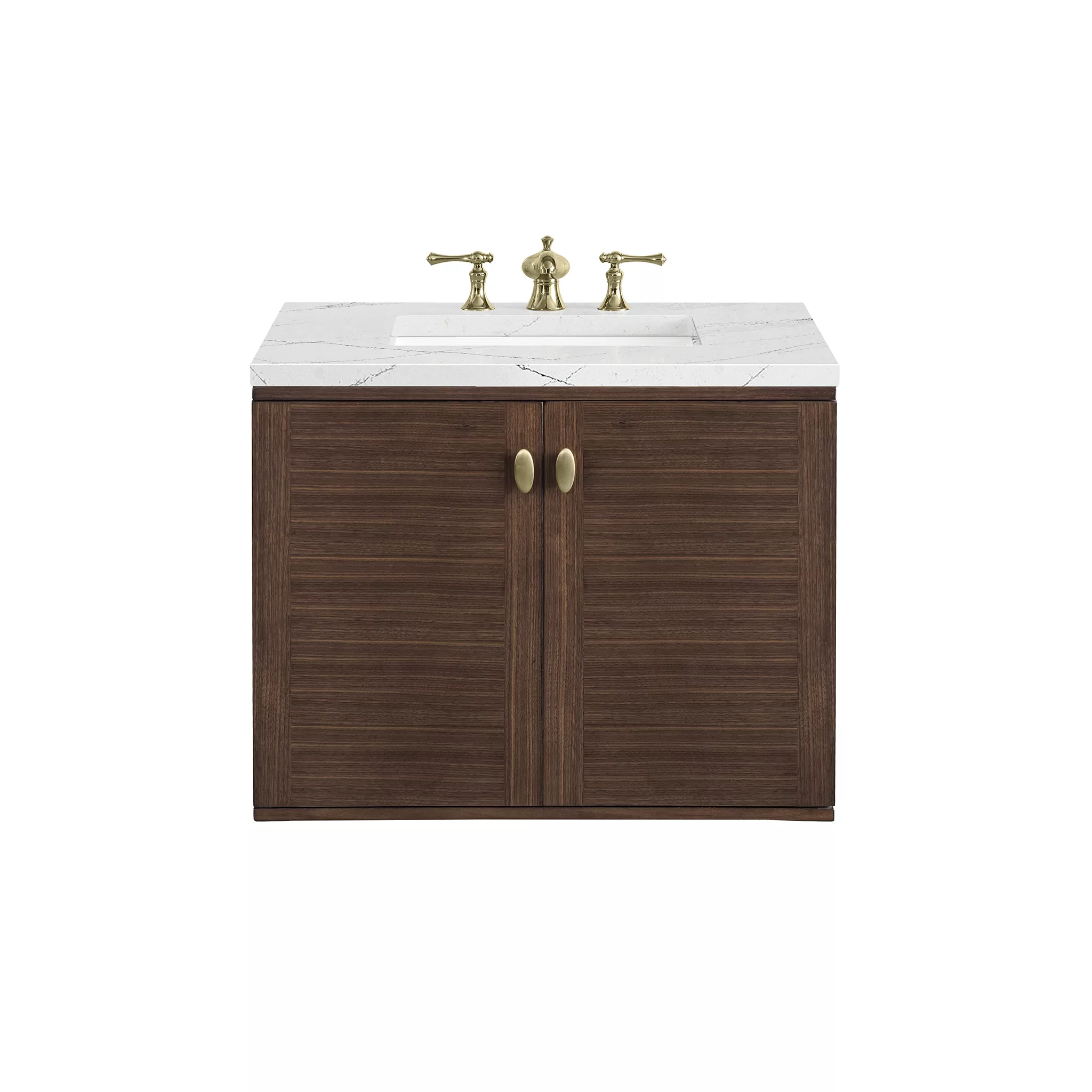 Amberly 30" Single Vanity, Mid-Century Walnut w/ 3 CM Ethereal Noctis Top - Image 2