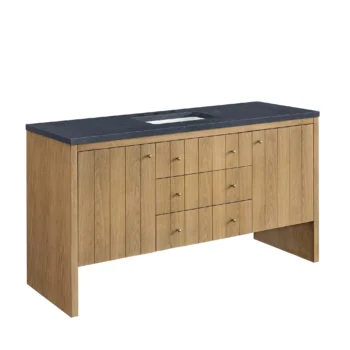 Hudson 60" Single Vanity, Light Natural Oak w/ 3 CM Charcoal Soapstone Top - Image 6