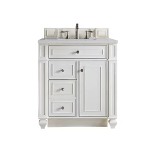 Bristol 30″ Single Vanity, Bright White w/ 3 CM Eternal Serena Quartz Top