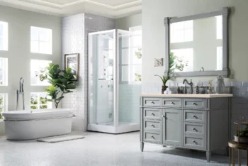 Brittany 48" Single Vanity, Urban Gray w/ 3 CM Eternal Marfil Quartz Top - Image 3