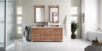 Savannah 72" Double Vanity, Driftwood w/ 3 CM Ethereal Noctis Quartz Top - Image 2