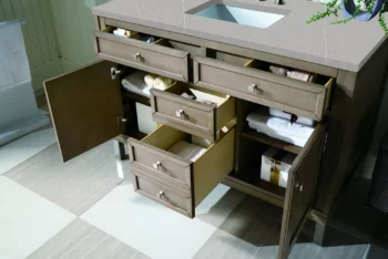 Chicago 48" Single Vanity, Whitewashed Walnut w/ 3 CM Eternal Serena Quartz Top - Image 6