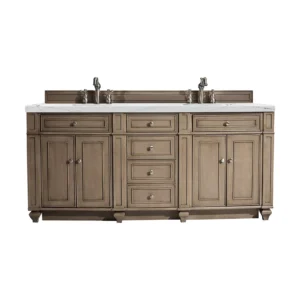 Bristol 72″ Double Vanity, Whitewashed Walnut w/ 3 CM Ethereal Noctis Quartz Top