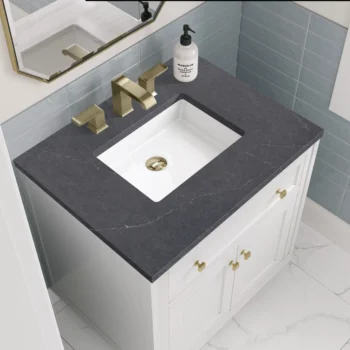 Chicago 30" Single Vanity, Glossy White w/ 3 CM Charcoal Soapstone Top - Image 4