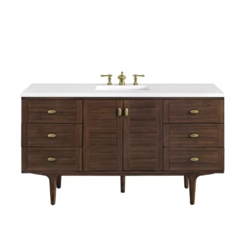 Amberly 60" Single Vanity, Mid-Century Walnut w/ 3 CM White Zeus Top - Image 2