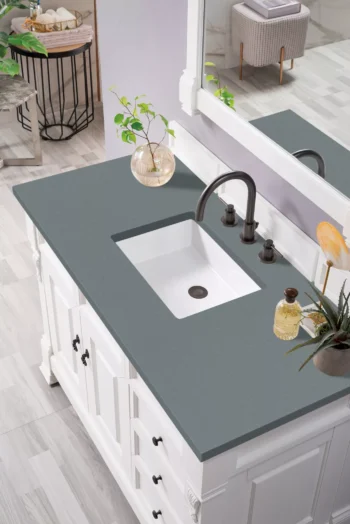 Brookfield 48" Single Vanity, Bright White w/ 3 CM Cala Blue Quartz Top - Image 3