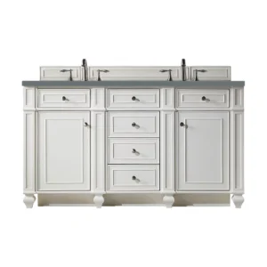 Bristol 60″ Double Vanity, Bright White w/ 3 CM Cala Blue Top