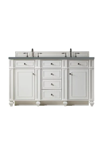 Bristol 60" Double Vanity, Bright White w/ 3 CM Cala Blue Top